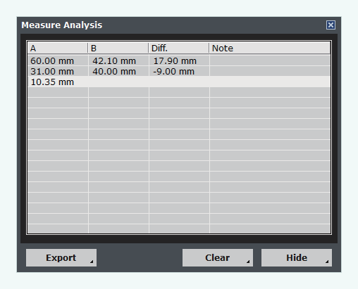 OnDemand3D – Measure Analysis Table